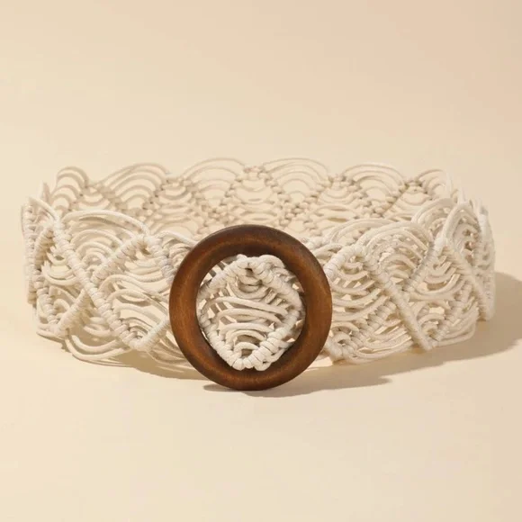 Boho Circle Buckle Woven Belt - Picture 2 of 8